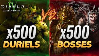 x1000 Bosses LOOT - 500 Normal VS 500 Duriels Test - Diablo 4 Season 6 Mythic Farm