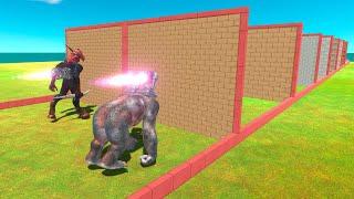 Infernals vs Primates Race Through Blocks with Jet Engines - Animal Revolt Battle Simulator