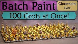 Gloomspite Gitz Batch Painting! Efficient Painting of 100 Moonclan Grots to Tabletop Quality!