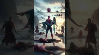 Spiderman saves girl from evil monster