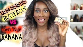 SACHA COSMETICS BUTTERCUP  SETTING POWDER VS BEN NYE BANANA POWDER