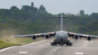 C-17 head on takeoff - awesome PW2000 sound!