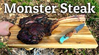 Cooking the Biggest Steak I've Seen | Bushcraft Cooking in the Woods