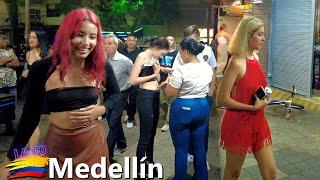 Medellín Colombia Walking Tour - LA 70 Street Nightlife Bars and Clubs 4K 