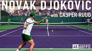 Novak Djokovic - Up Close Court Level Practice with Ruud [IW2025]