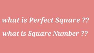 Square numbers definition || Perfect square definition ||