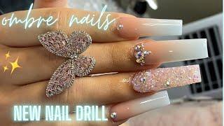How to ombre nails full set | acrylic for beginners | melodysusie nail drill | how to shape nails