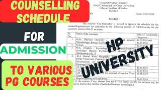 HPU Counselling Schedule For Admission To Various PG Courses l Counselling Dates l Bio Pathshala