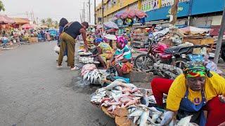 RAW FOOD MARKET SHOPPING IN GHANA KANESHIE, AFRICA