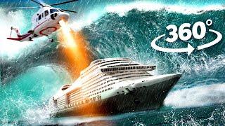 VR 360 BIGGEST CRUISE SHIP SINKING IN STORM | Virtual Reality Survival  | 4K