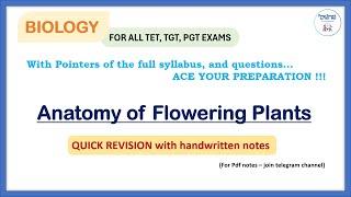 Complete biology for TGT-PGT exams / Plant Anatomy - Lec -1 #tgtscience  #pgtbiology #dsssbpgt