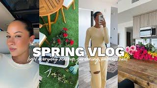 spring vlog: light everyday makeup, gardening, walmart haul