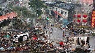 CHINA PANIC: FLASH FLOODS DESTROY HOUSES; STRONG WINDS RIP OFF ROOFS, BLOW AWAY BICYCLES IN LANZHOU