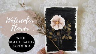 Watercolor Flower With Black Background | For Beginner's w/Tips @Watercolor With Nina ​