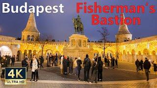 Budapest Hungary  4K Christmas Lights Fisherman's Bastion