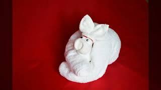 towel folding dog art | towel art | how to make cute dog from towel how to make dog from towel