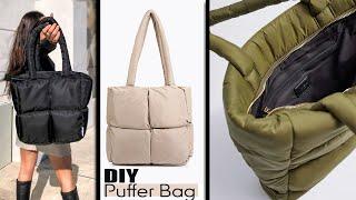 DIY PUFFER TOTE BAG TUTORIAL Easy Way to Sew the Puffed Bag From Scratch