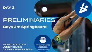 Boys 3m Springboard | Day 2 | Preliminaries | World Aquatics Junior Diving Championships 2024