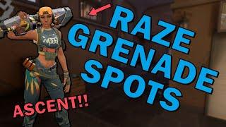 RAZE GRENADE SPOTS on ASCENT!! Valorant Raze Guide for the New Map Ascent!