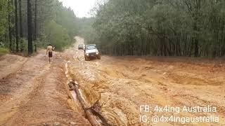 Gq drives some slippery wombat holes at glasshouse mountains