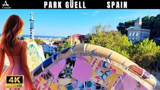 Park Güell, Barcelona // Walking Tour 4K //The Iconic Parc in Barcelona // Hot Day