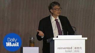 Bill Gates brings a jar of poop to talk at Reinvented Toilet Expo