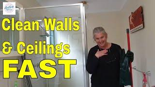 Fastest Way to Clean Walls & Ceiling  #cleanwithme #watchmeclean #cleaning    (Wear Eye protection.)