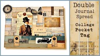 LET'S CREATE A VINTAGE JUNK JOURNAL SPREAD WITH COLLAGE , POCKET AND A REPAIR TAG #junkjournalideas
