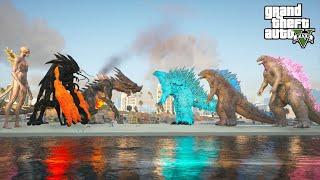 Godzilla Evolved Team vs Muto Prime Team - GTA 5 Mods