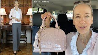 Vlog: Louis Vuitton Pink Alma BB, Pink Cardigan and Gray Pants OOTD; Lunch Sante Fe Cafe, Naples, FL