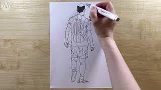 Как нарисовать Лионеля Месси сзади / Рисуем футболиста Месси в полный рост