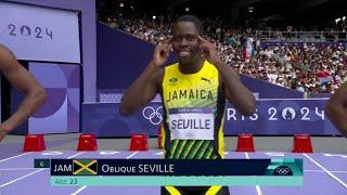 Jamaica's Oblique Seville wins Men's 100m heat 4 | Paris 2024