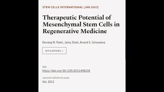 Therapeutic Potential of Mesenchymal Stem Cells in Regenerative Medicine | RTCL.TV