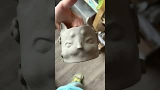 Кашпо ручной работы в виде головы кота  часть 1 #clayart #pottery #handmade #керамика #глина