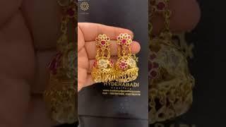 22k Gold Plated Jhumki Latest Design From The Collection Of Sadia’s Hyderabadi Jewellery