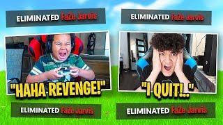 My Little Brother Stream Sniped FaZe Jarvis until he RAGE QUIT FORTNITE