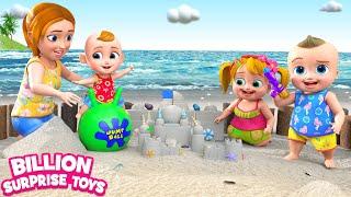 Beach Fun Adventure Games! ️ Making Sandcastles, Treasure Hunt and Laughing with Mommy! 