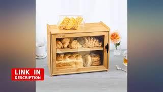 Ikkle Bamboo Bread Box, Two-Layer Bread Storage Holder, Large Capacity Bread review