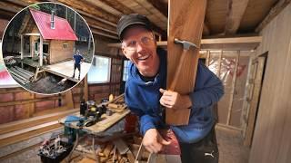 Finishing the Off Grid Cabin Interior - Fighting Winter, Snow is Everywhere, Pond Aeration