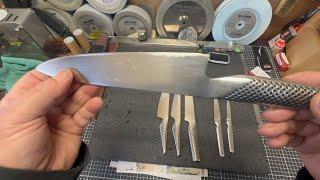 I Sharpen Very Damaged Global Knives #tormek #globalknives #knife #sharpening