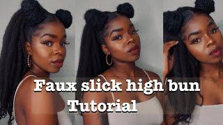 Quick Cute Faux Slick High Bun Tutorial |protective hairstyle |Lister Mongie |South African YouTuber