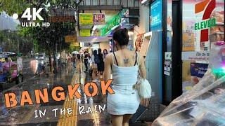 [4K UHD] Walking in the Rain in Bangkok (Asok and Nana Area) during the Rainy Season