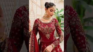 MARIA B . COURURE DEEP RED MC-907//BRIDAL MAXI//LEHNGA//KALIDAR//HANDMADE//RA FABRICS//RAWALPINDI