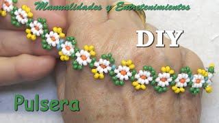 DIY Pulsera primavera de margaritas - Manualidades y Entretenimientos