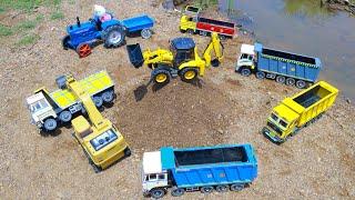 TATA Truck Mahindra Dumper Ford Tractor Accident Pulling Out Tractor JCB ? Sand Loading Truck CS Toy
