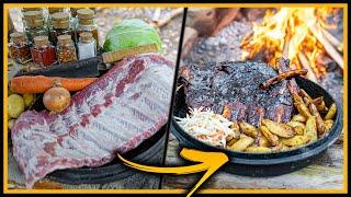  XXL Spareribs, Coleslaw und Western Pommes  draußen kochen - Outdoor Bushcraft Deutschland