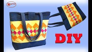 DIY SUMMER COLORFUL PATCHWORK TOTE BAG SEWING TUTORIAL | PATCHWORK BAG MAKING