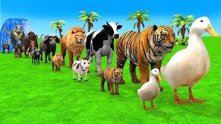 Paint Animals: Cow Duck Elephant Tiger Hippo Funny 3d Animal Transformation Crossing Fountain Game