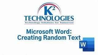 Microsoft Word: Creating Random Text