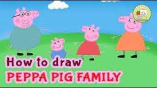 How to draw peppa pig family drawing (very easy)/Afnan's Art's channel